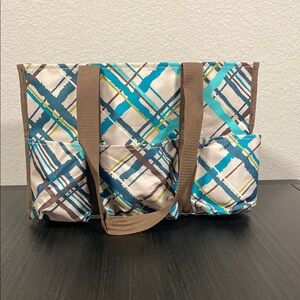 Thirty-One, 31 open top utility tote bag. See pics. Plaid Tote Bag - Brown, Blue